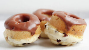 Baked Chocolate Chip Doughnuts with Chocolate Glaze