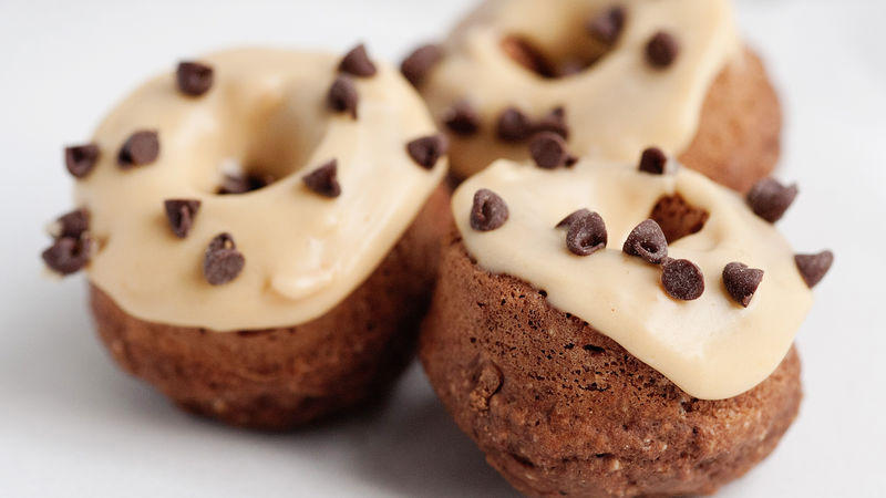 Baked Chocolate Doughnuts with Peanut Butter Glaze