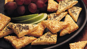 Beer-Cheese Triangles with Zesty Cheese Sauce