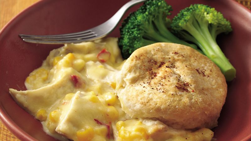 Biscuit-Topped Chicken and Cheese Casserole