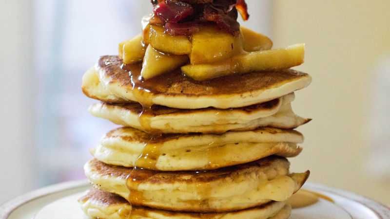 Bourbon, Apple and Bacon Pancakes