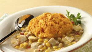 Chicken Chili with Cornbread Dumplings