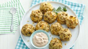 Chorizo Nuggets with Creamy Salsa Dip