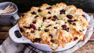 Easy Biscuit Appetizer with Brie, Blue Cheese & Cranberries