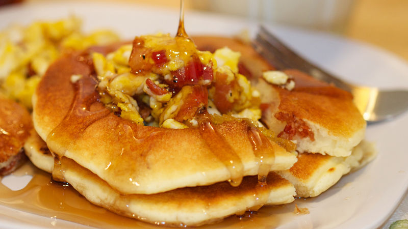 Eggs and Bacon Pancakes