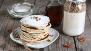 Snowball Cookie Layered Pancake Jars